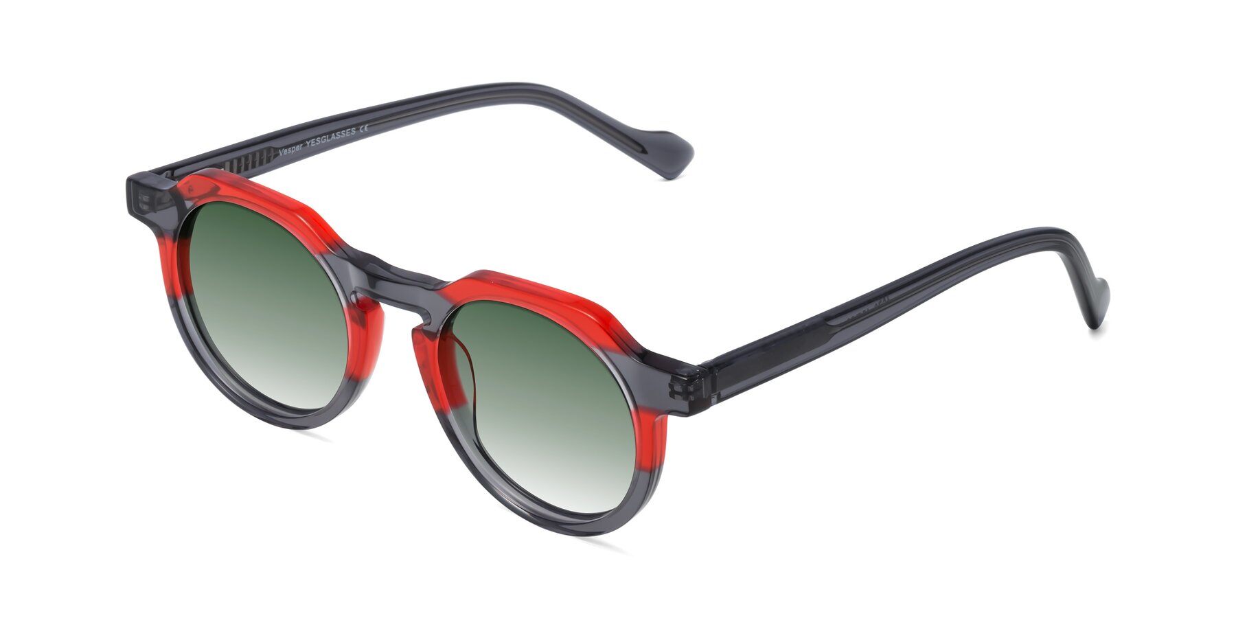 Angle of Vesper in Red-Gray with Green Gradient Lenses