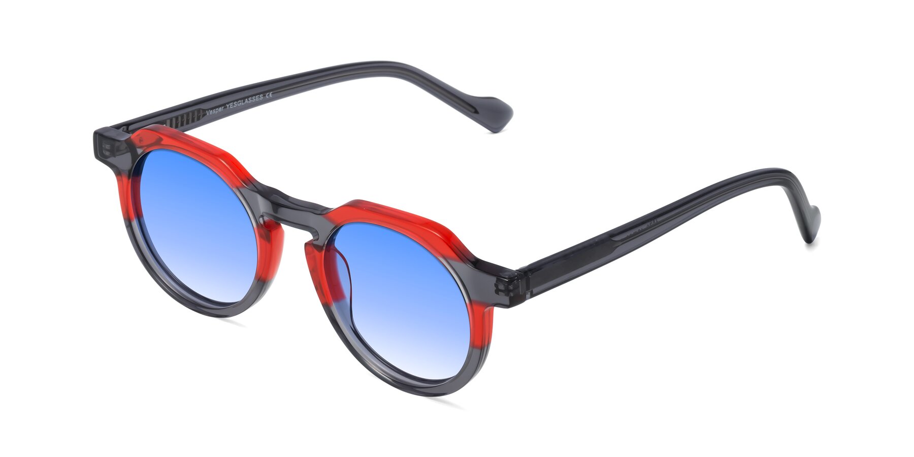 Angle of Vesper in Red-Gray with Blue Gradient Lenses