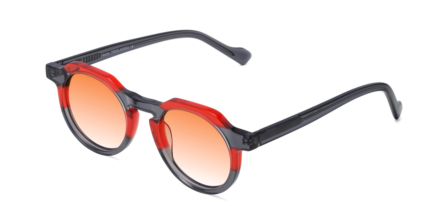 Angle of Vesper in Red-Gray with Orange Gradient Lenses