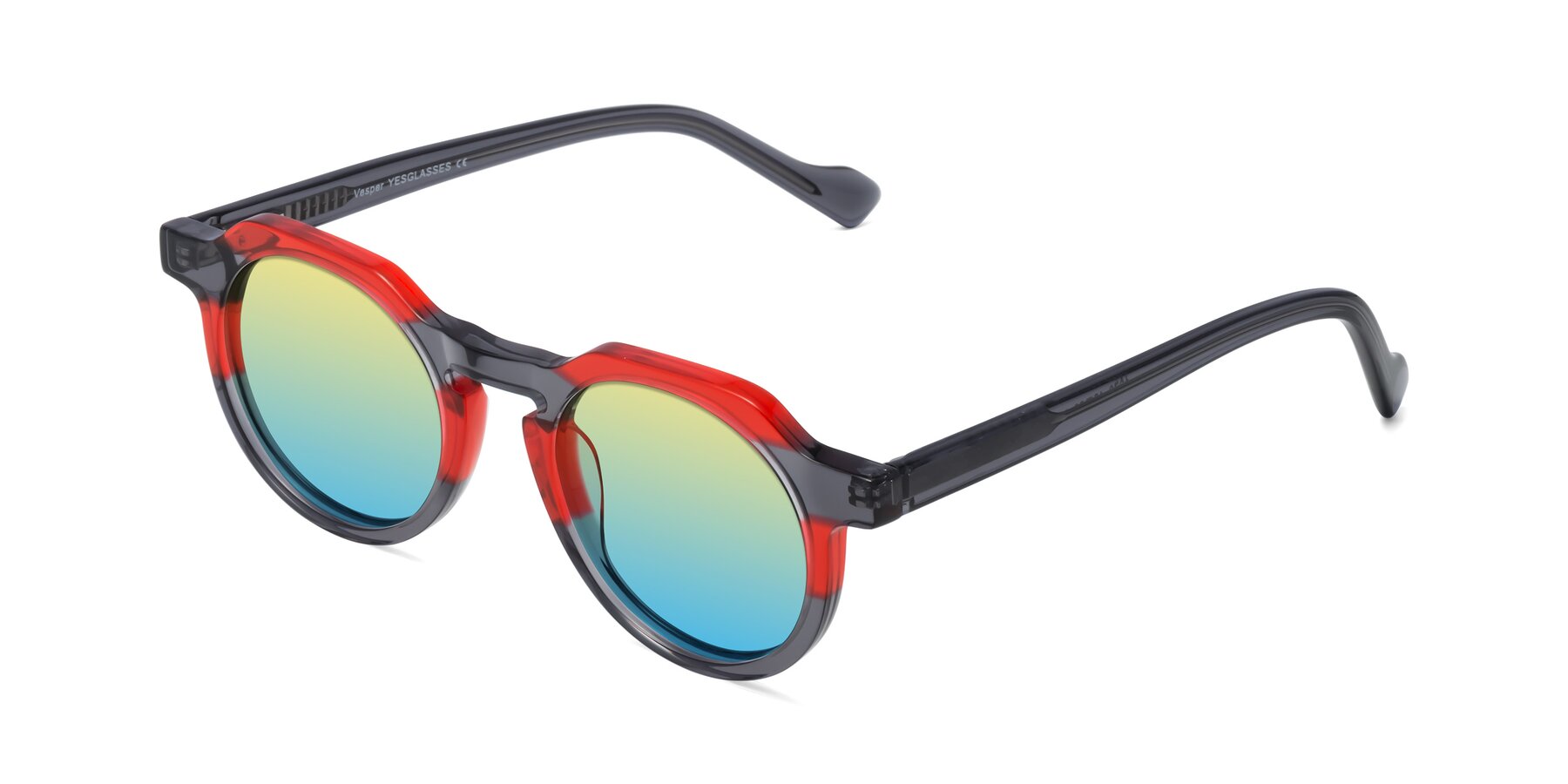 Angle of Vesper in Red-Gray with Yellow / Blue Gradient Lenses