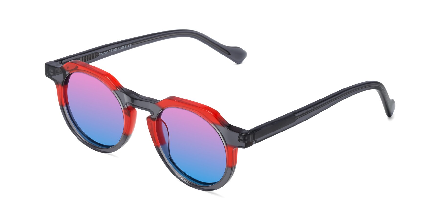 Angle of Vesper in Red-Gray with Pink / Blue Gradient Lenses