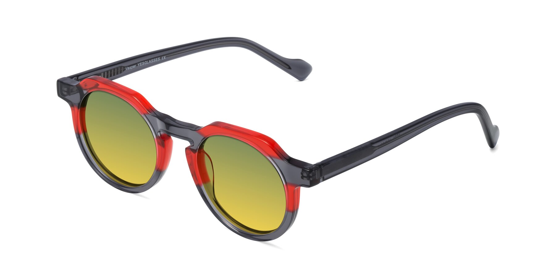 Angle of Vesper in Red-Gray with Green / Yellow Gradient Lenses