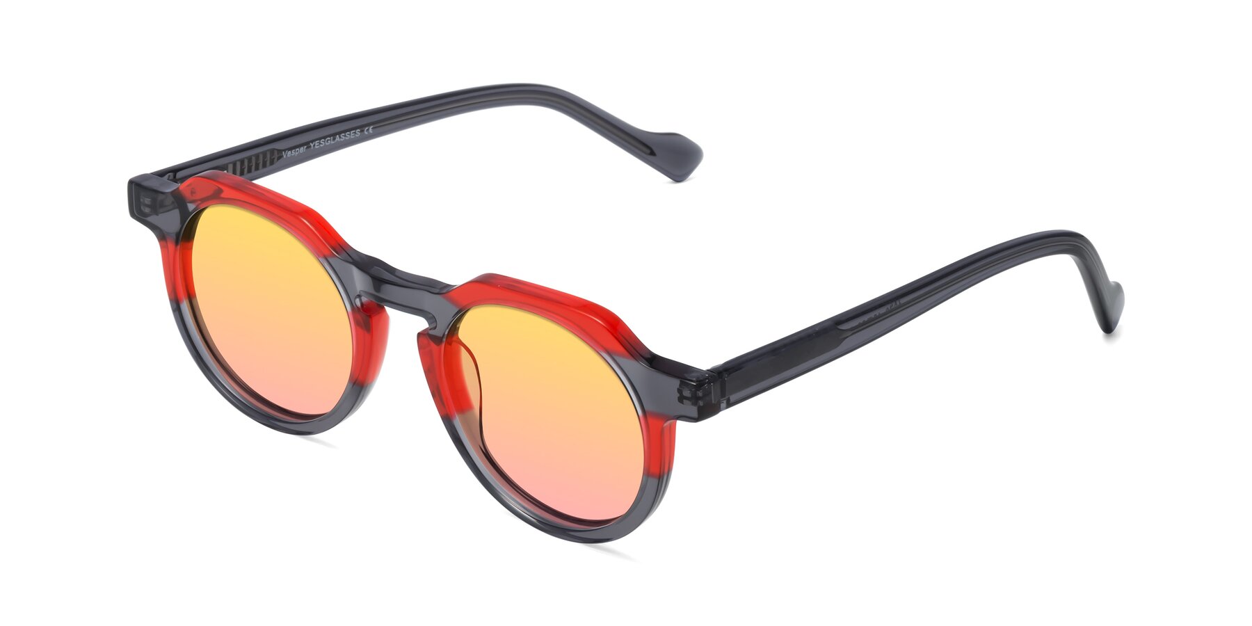 Angle of Vesper in Red-Gray with Yellow / Pink Gradient Lenses