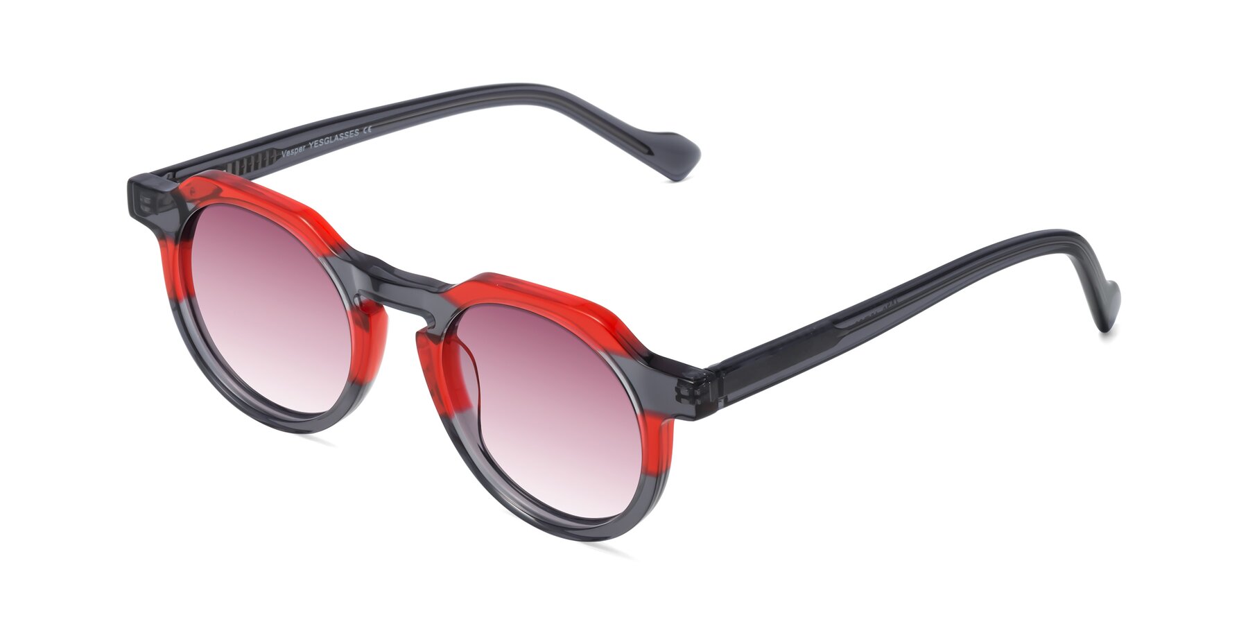 Angle of Vesper in Red-Gray with Wine Gradient Lenses