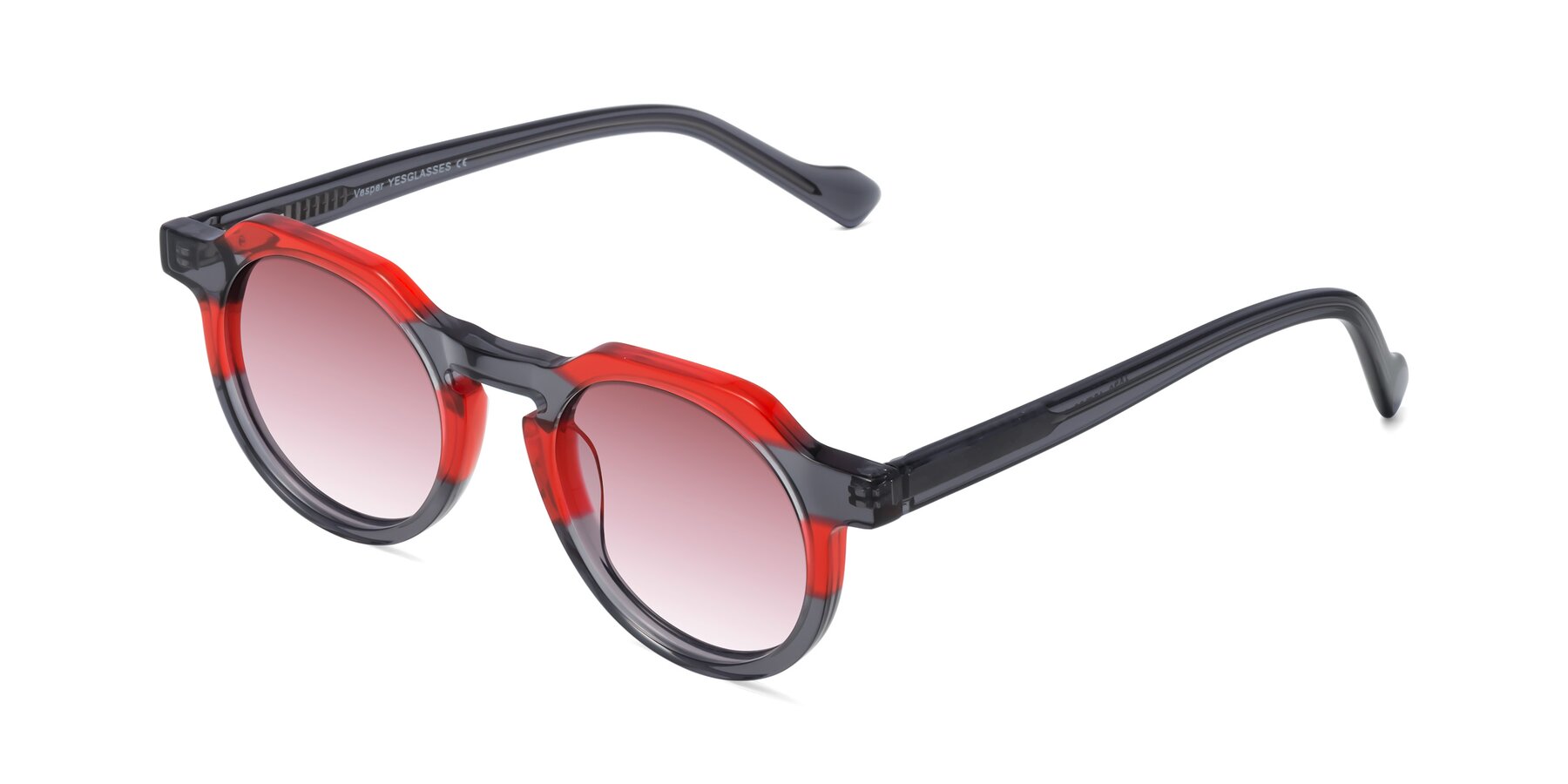 Angle of Vesper in Red-Gray with Garnet Gradient Lenses