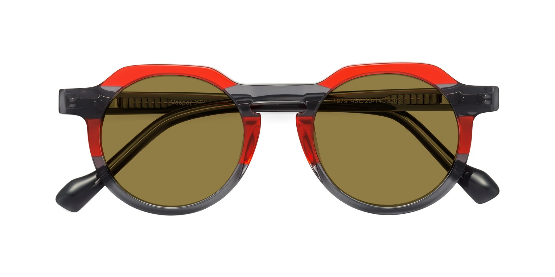 Folded Front of Vesper in Red-Gray with Brown Polarized Lenses