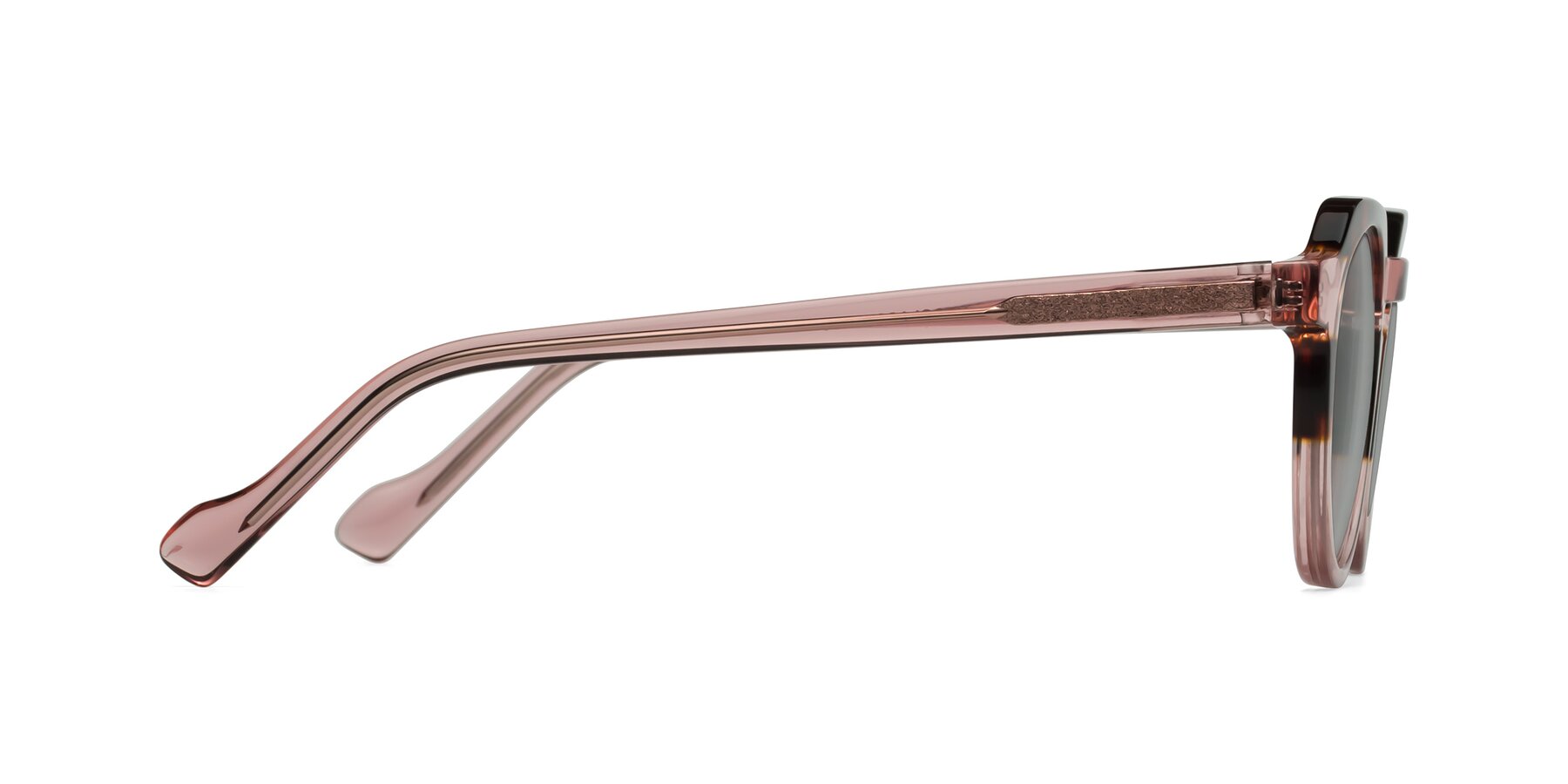 Side of Vesper in Tortoise-Pink with Light Gray Tinted Lenses