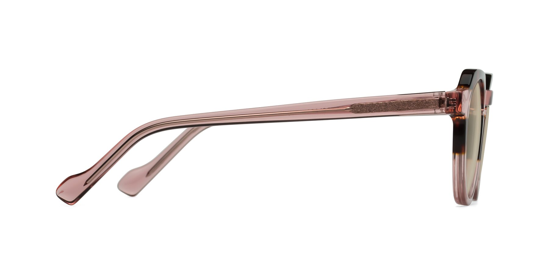 Side of Vesper in Tortoise-Pink with Light Brown Tinted Lenses