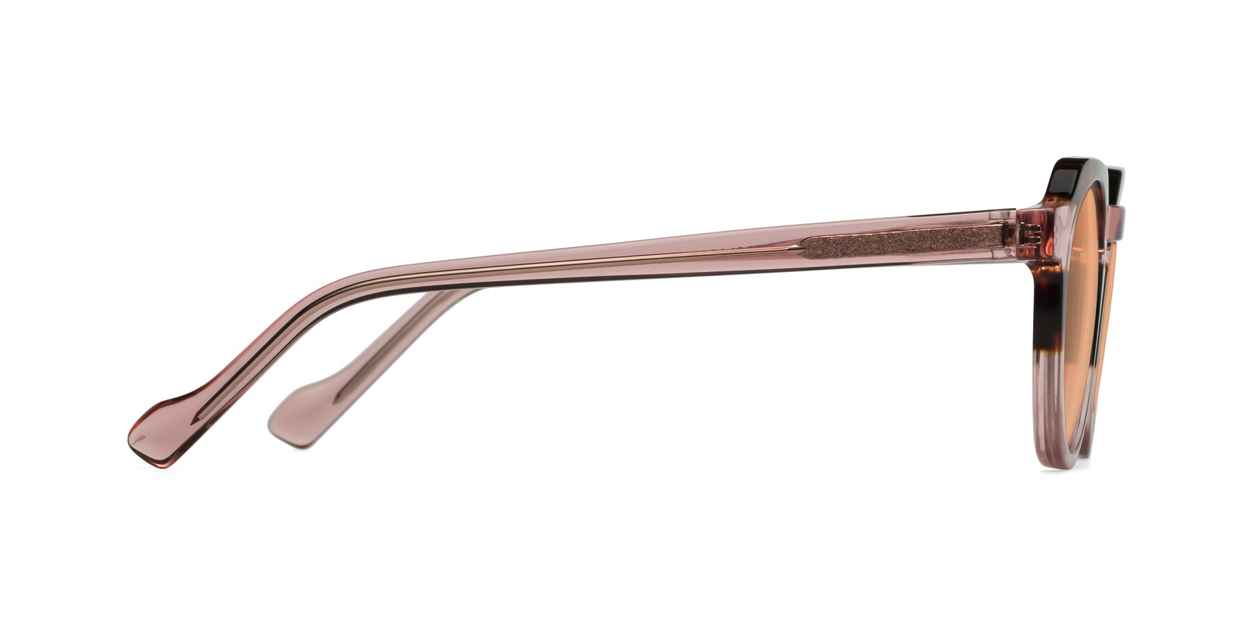 Side of Vesper in Tortoise-Pink with Light Orange Tinted Lenses