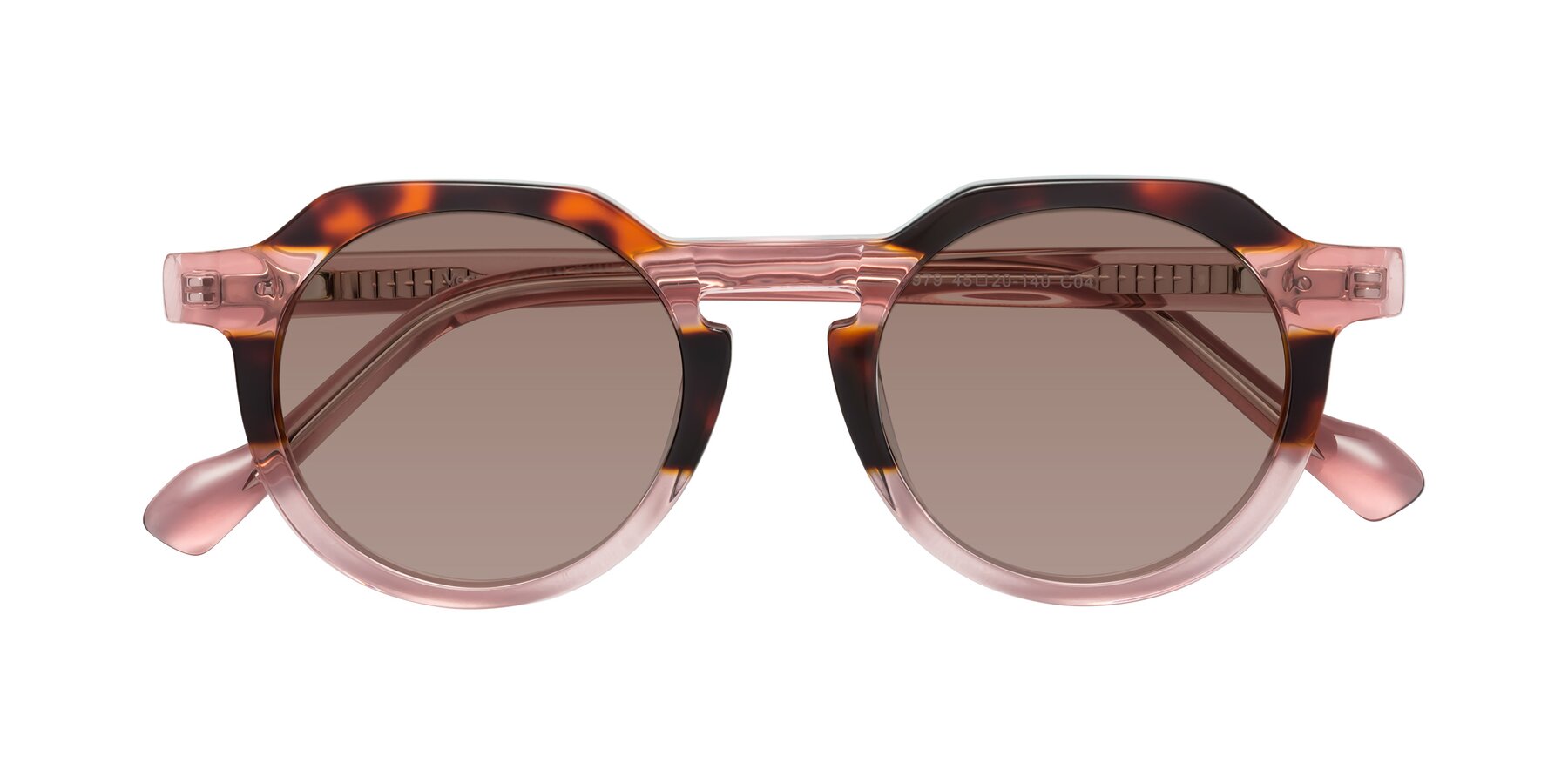 Folded Front of Vesper in Tortoise-Pink with Medium Brown Tinted Lenses