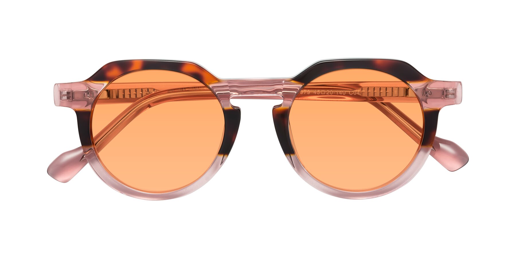 Folded Front of Vesper in Tortoise-Pink with Medium Orange Tinted Lenses