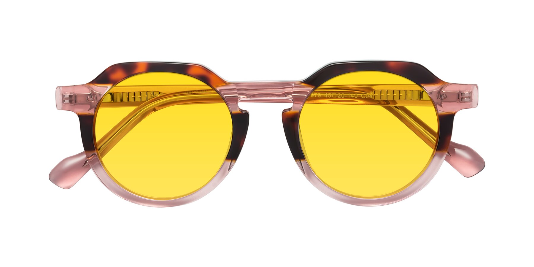 Folded Front of Vesper in Tortoise-Pink with Yellow Tinted Lenses