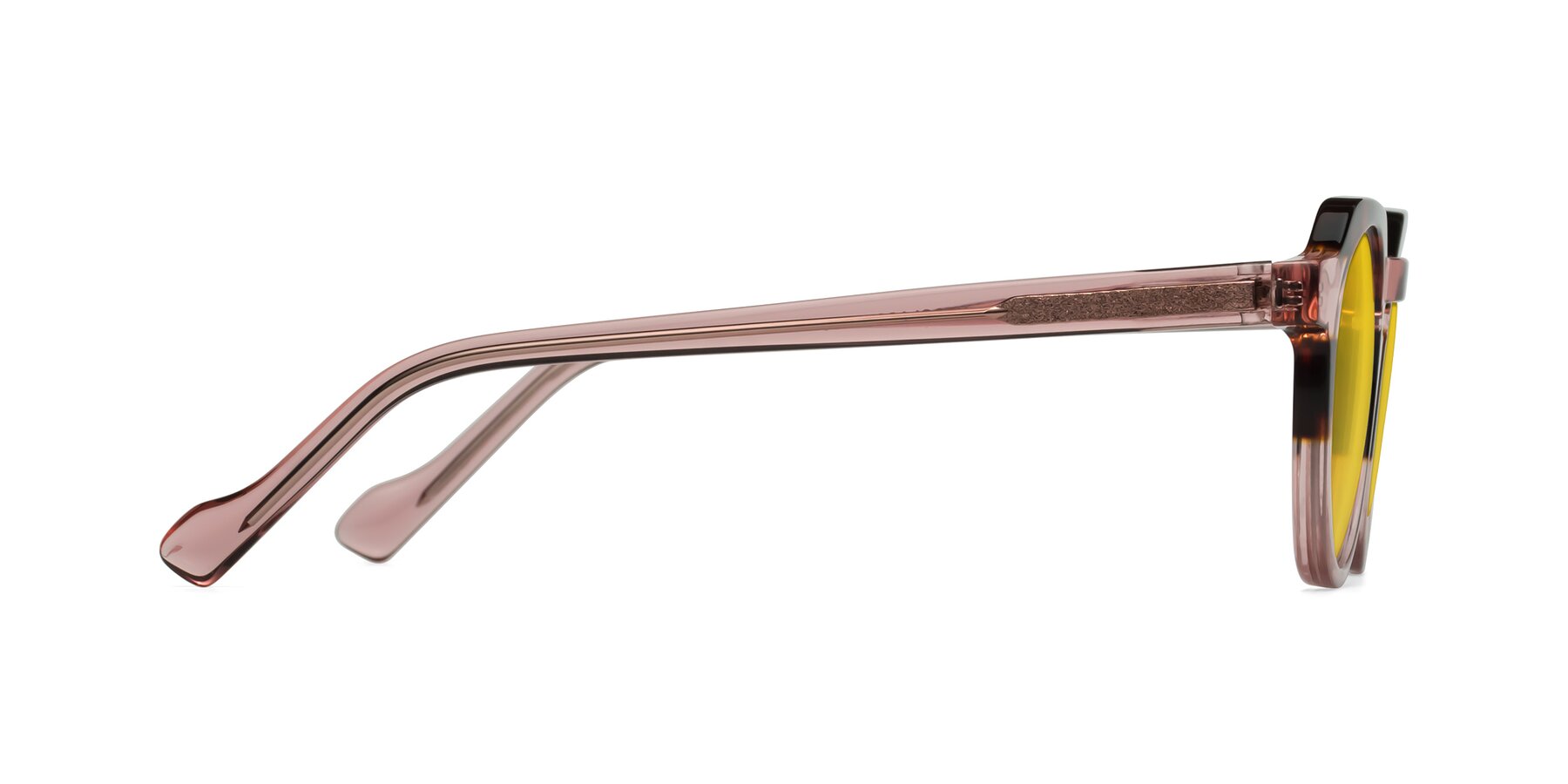 Side of Vesper in Tortoise-Pink with Yellow Tinted Lenses