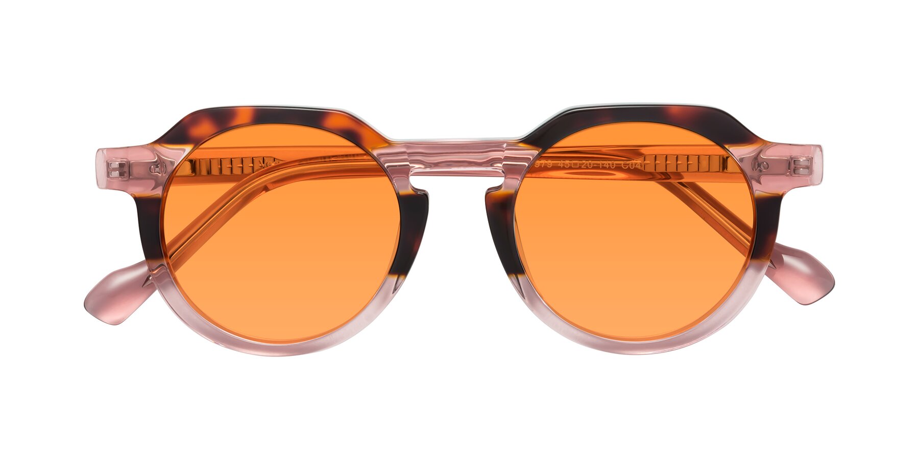 Folded Front of Vesper in Tortoise-Pink with Orange Tinted Lenses