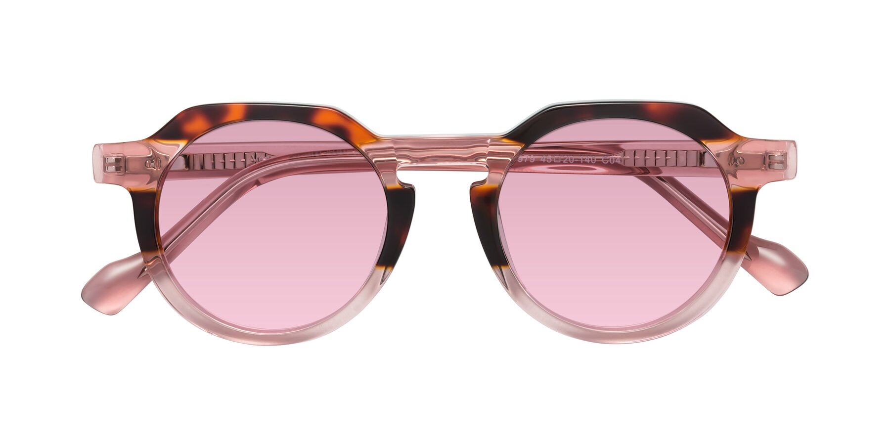 Folded Front of Vesper in Tortoise-Pink with Light Wine Tinted Lenses