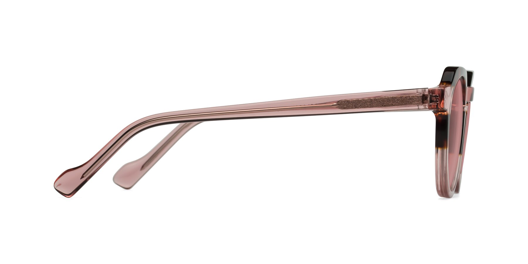 Side of Vesper in Tortoise-Pink with Medium Garnet Tinted Lenses