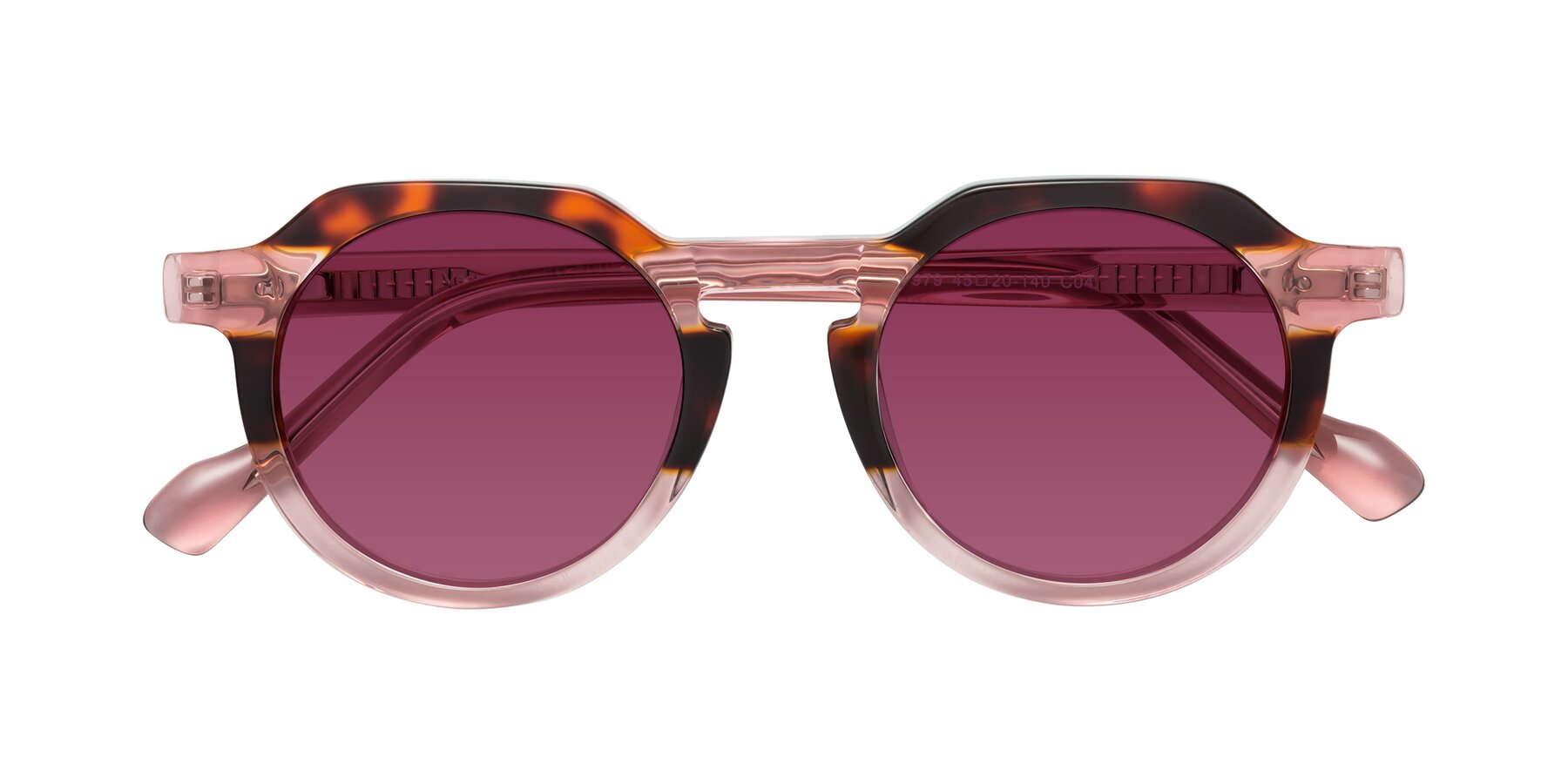 Folded Front of Vesper in Tortoise-Pink with Wine Tinted Lenses