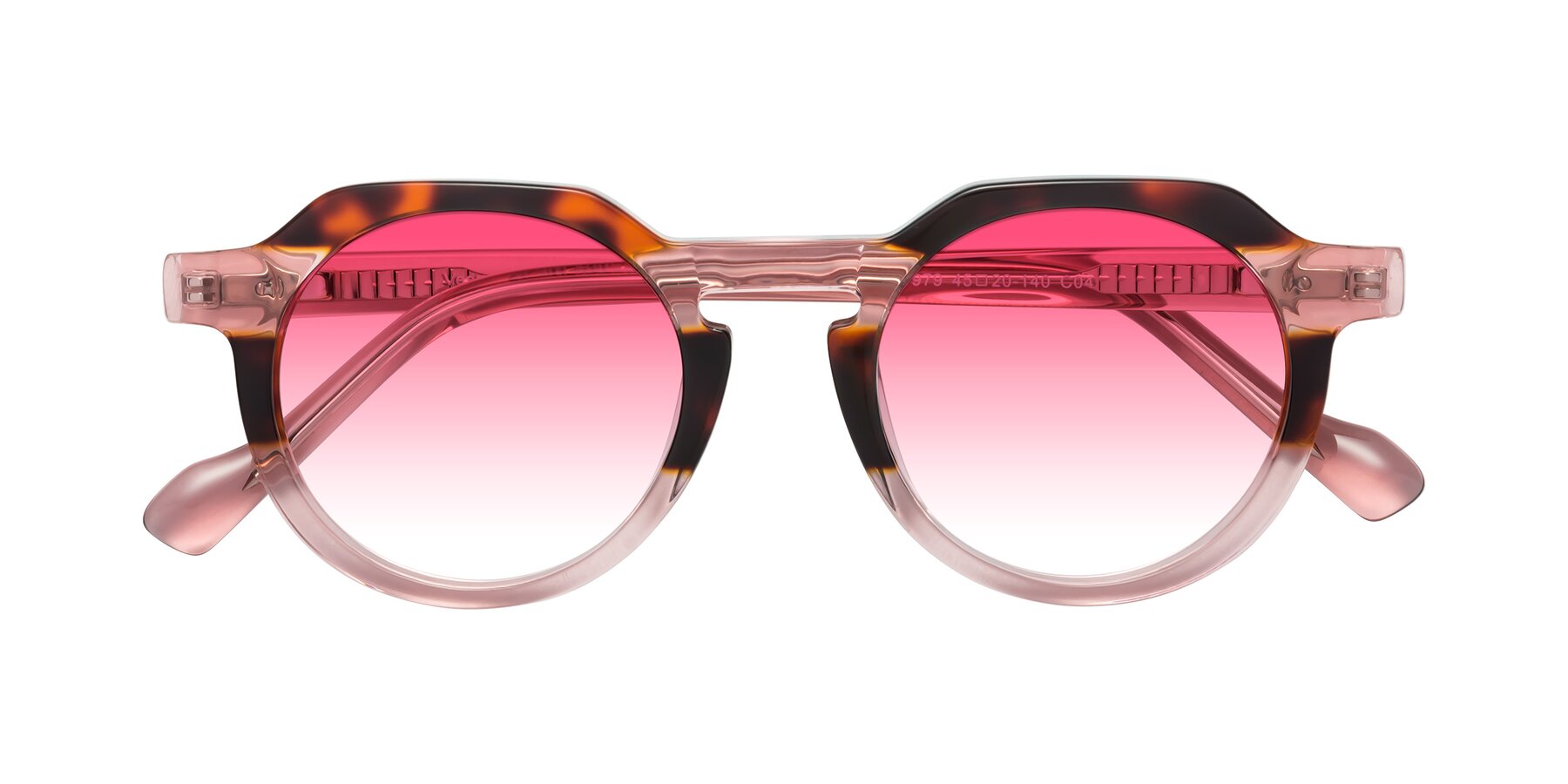 Folded Front of Vesper in Tortoise-Pink with Pink Gradient Lenses