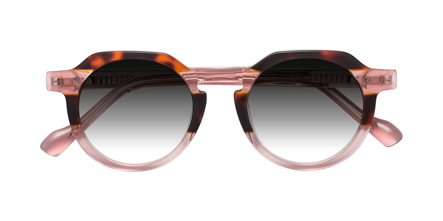 Folded Front of Vesper in Tortoise-Pink with Gray Gradient Lenses