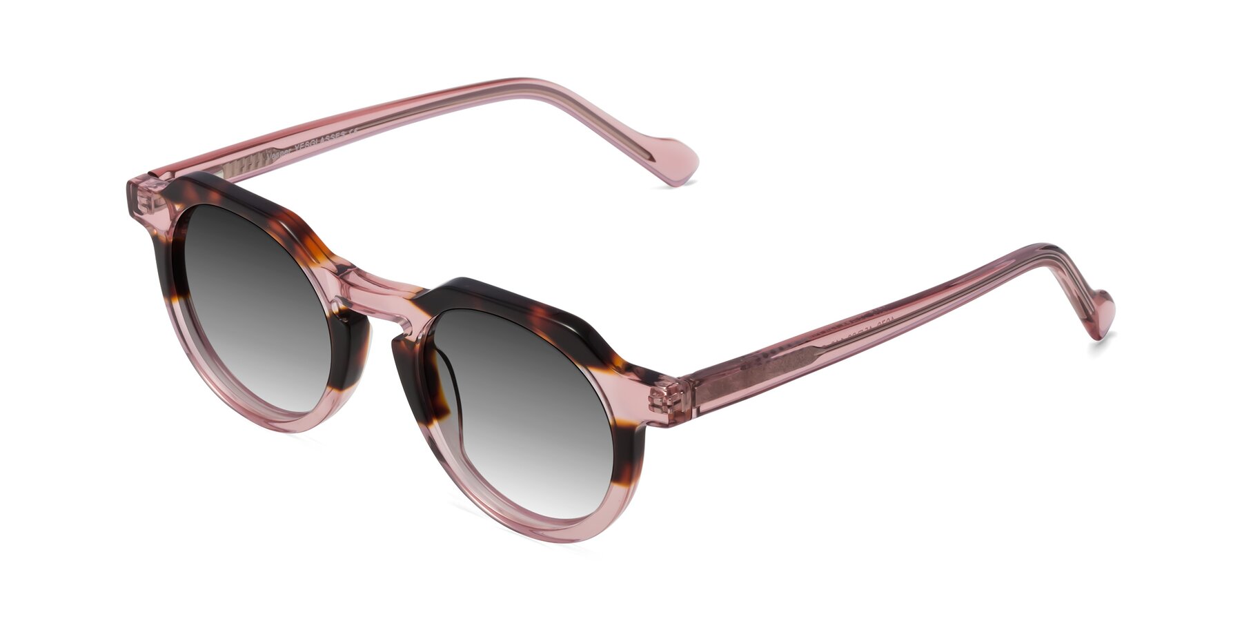 Angle of Vesper in Tortoise-Pink with Gray Gradient Lenses