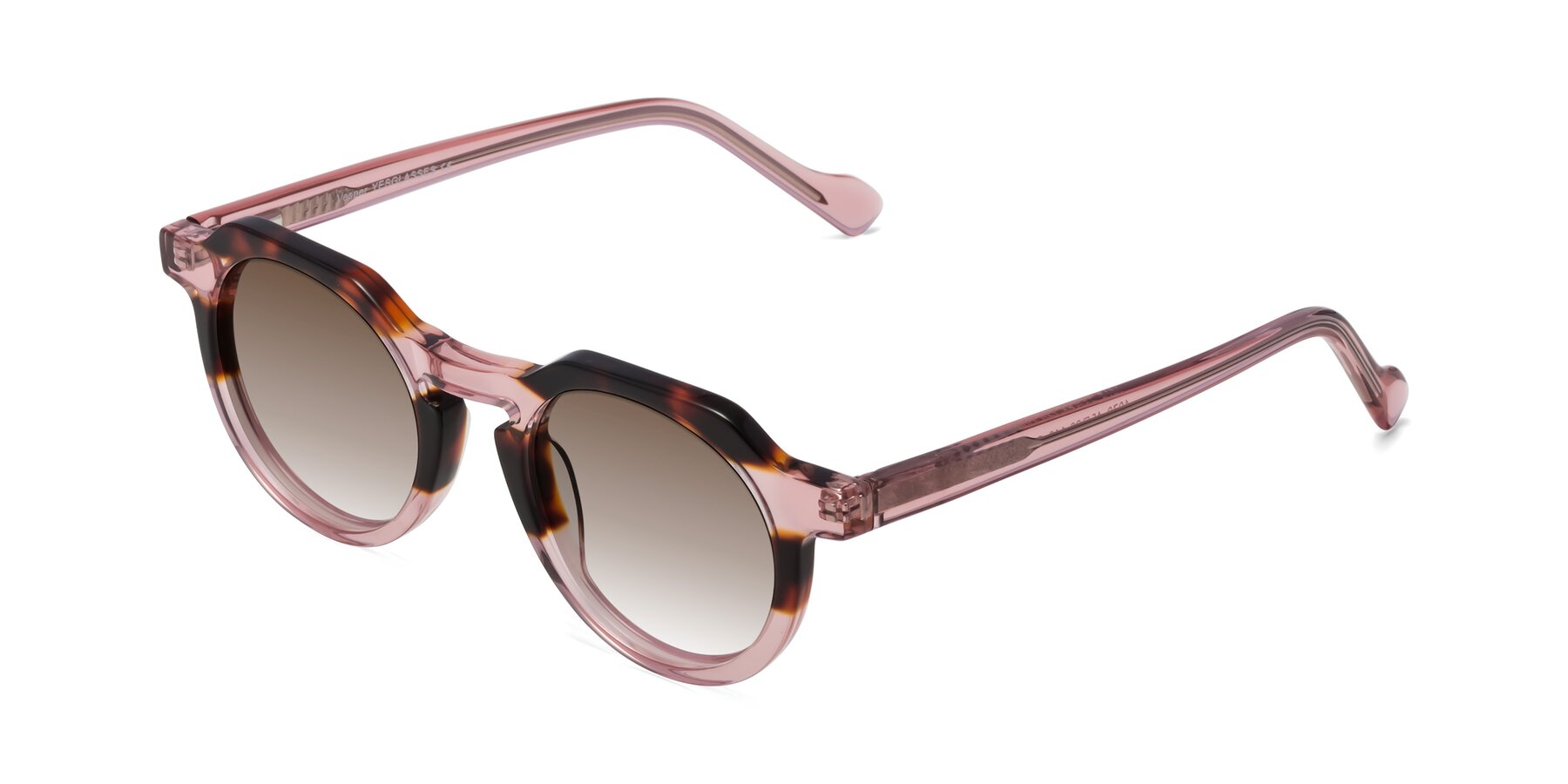 Angle of Vesper in Tortoise-Pink with Brown Gradient Lenses