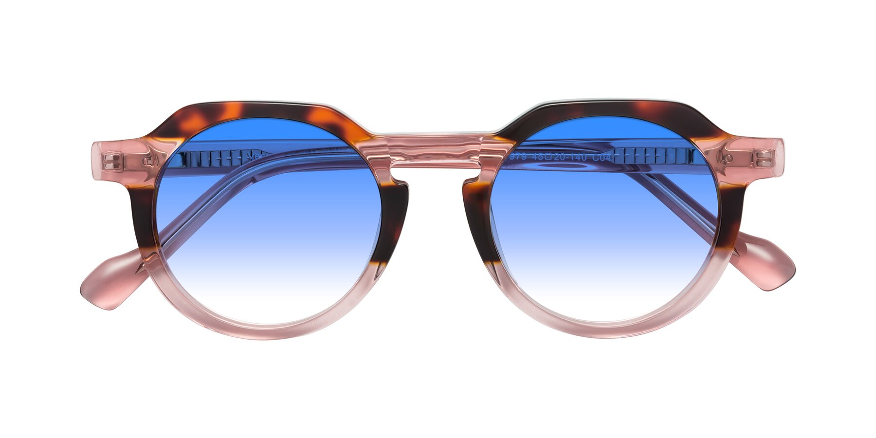 Folded Front of Vesper in Tortoise-Pink with Blue Gradient Lenses