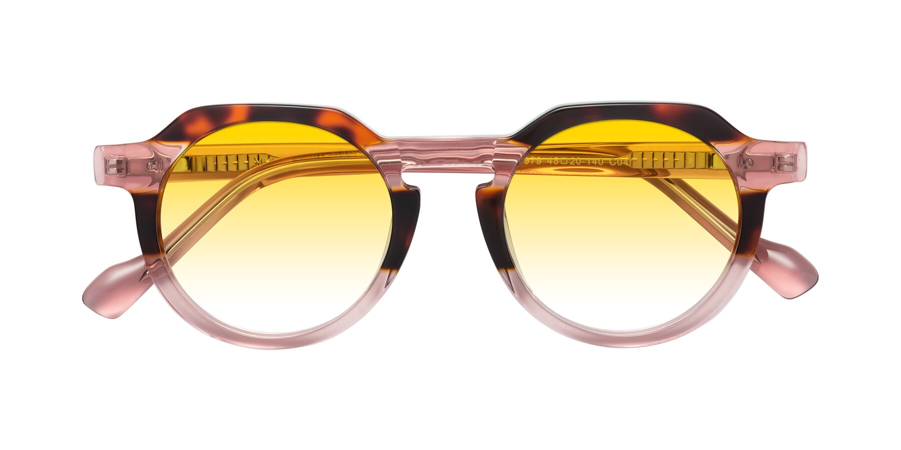 Folded Front of Vesper in Tortoise-Pink with Yellow Gradient Lenses