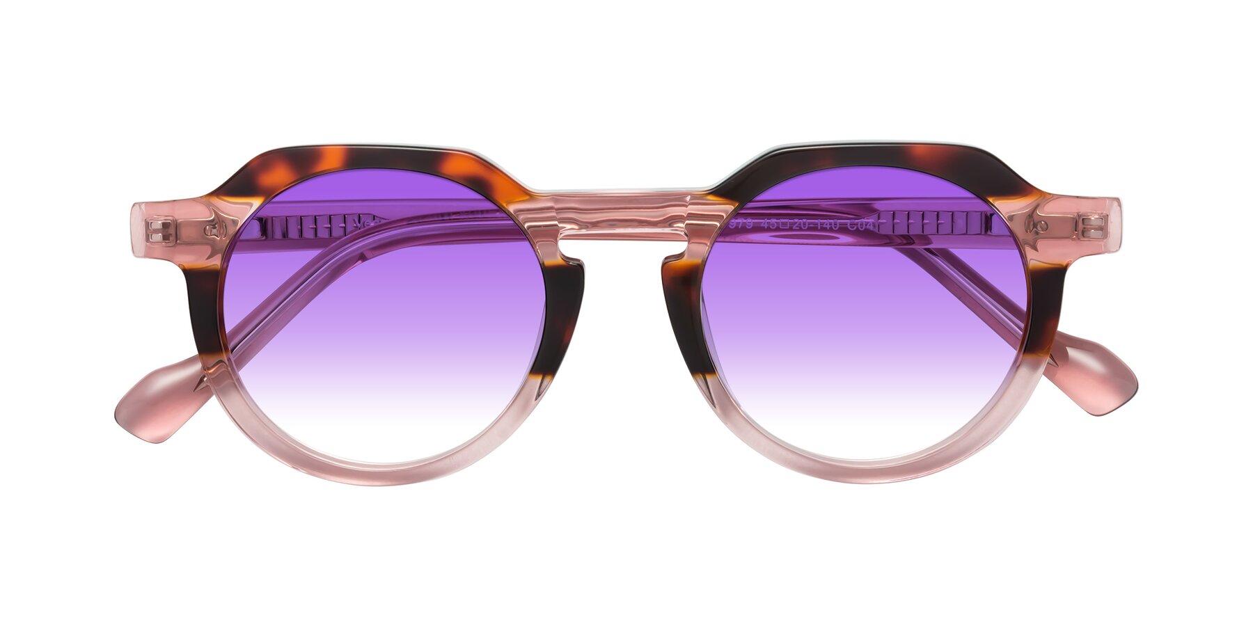 Folded Front of Vesper in Tortoise-Pink with Purple Gradient Lenses