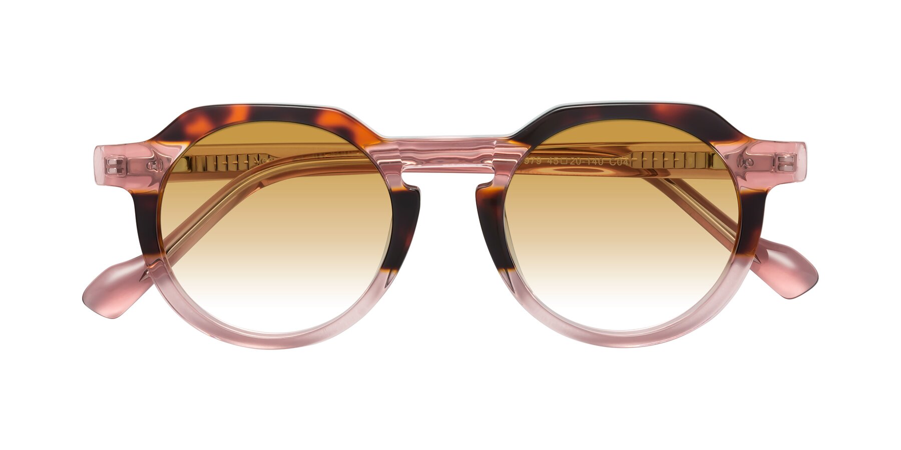 Folded Front of Vesper in Tortoise-Pink with Champagne Gradient Lenses