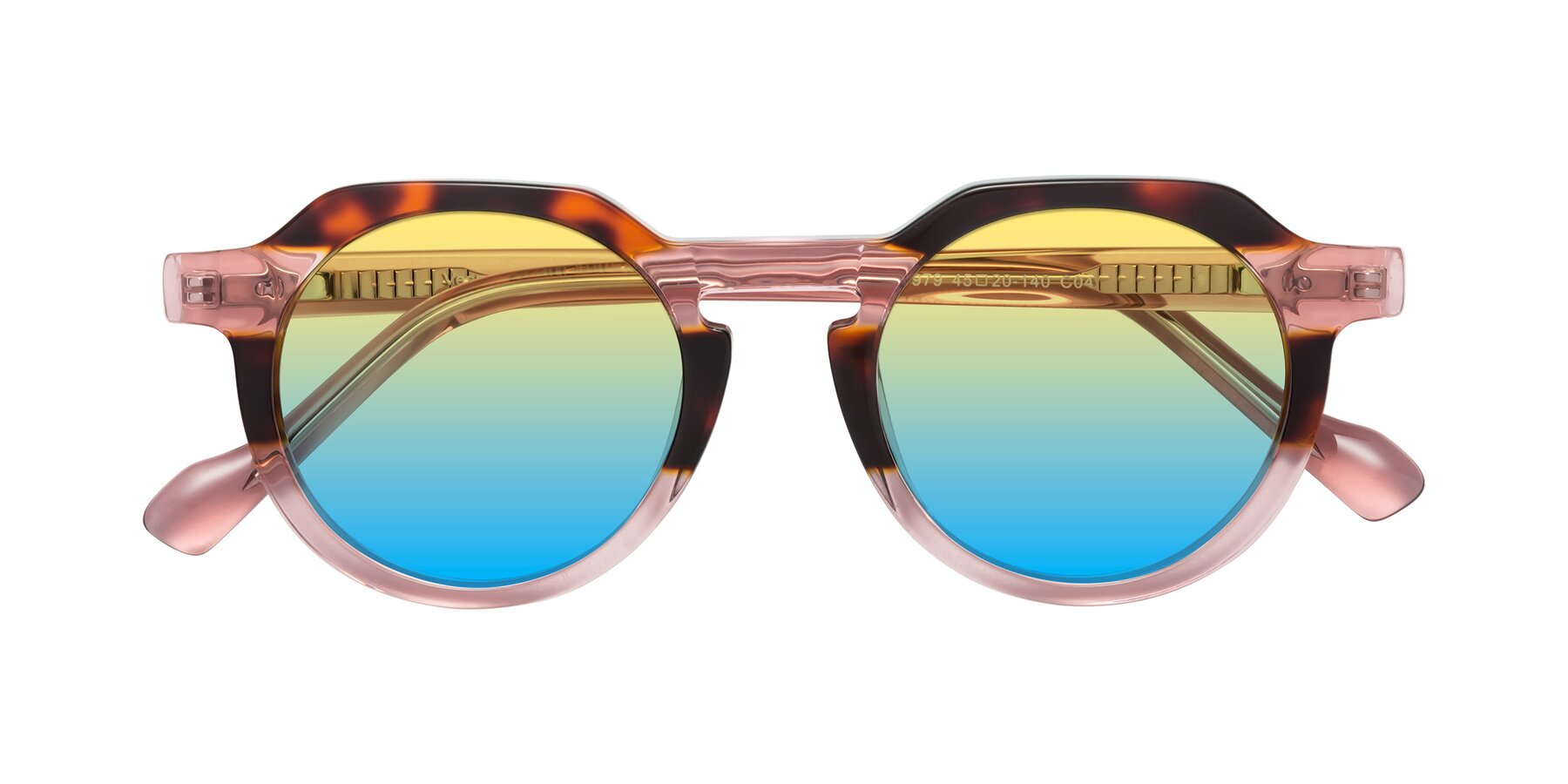 Folded Front of Vesper in Tortoise-Pink with Yellow / Blue Gradient Lenses