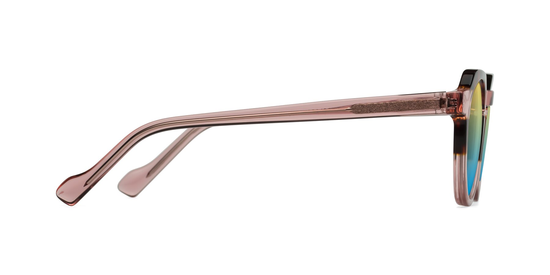 Side of Vesper in Tortoise-Pink with Yellow / Blue Gradient Lenses