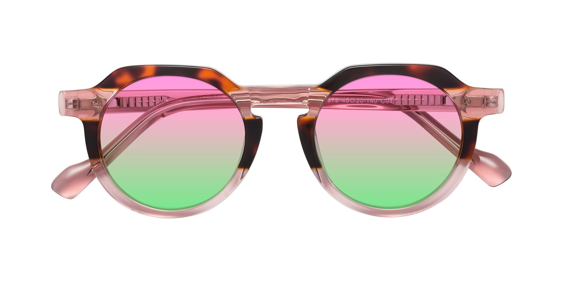 Folded Front of Vesper in Tortoise-Pink with Pink / Green Gradient Lenses