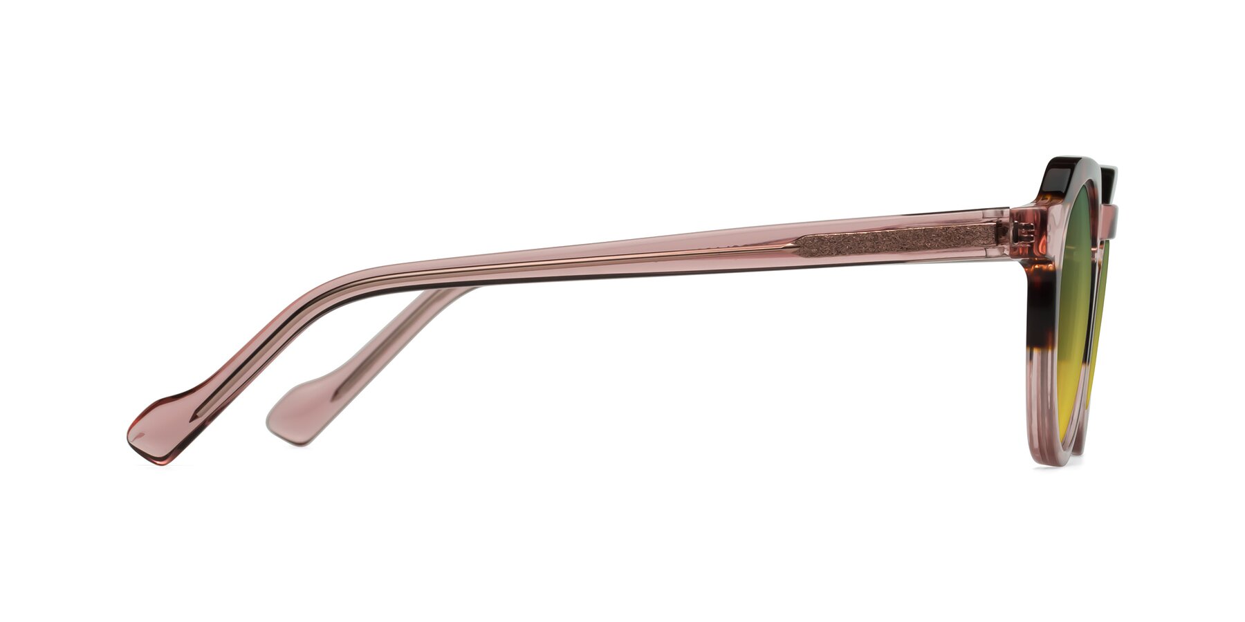 Side of Vesper in Tortoise-Pink with Green / Yellow Gradient Lenses