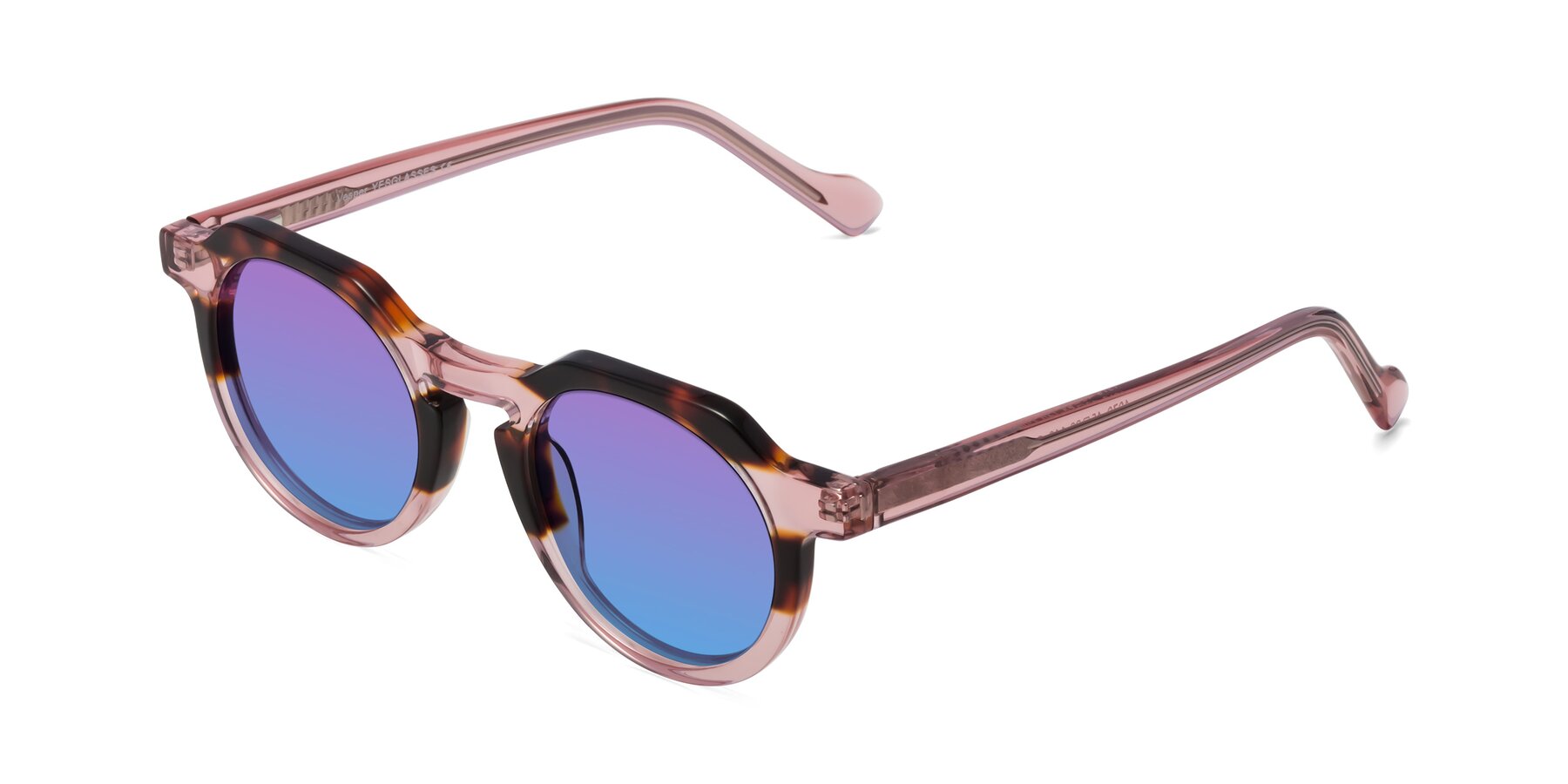 Angle of Vesper in Tortoise-Pink with Purple / Blue Gradient Lenses