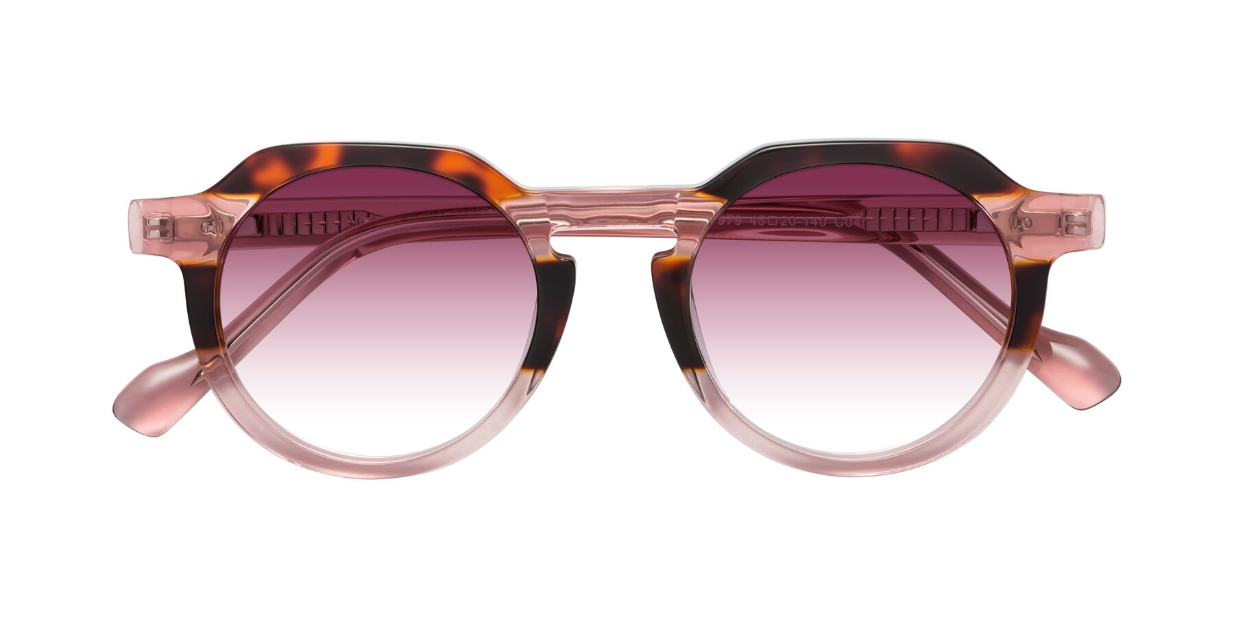 Folded Front of Vesper in Tortoise-Pink with Wine Gradient Lenses