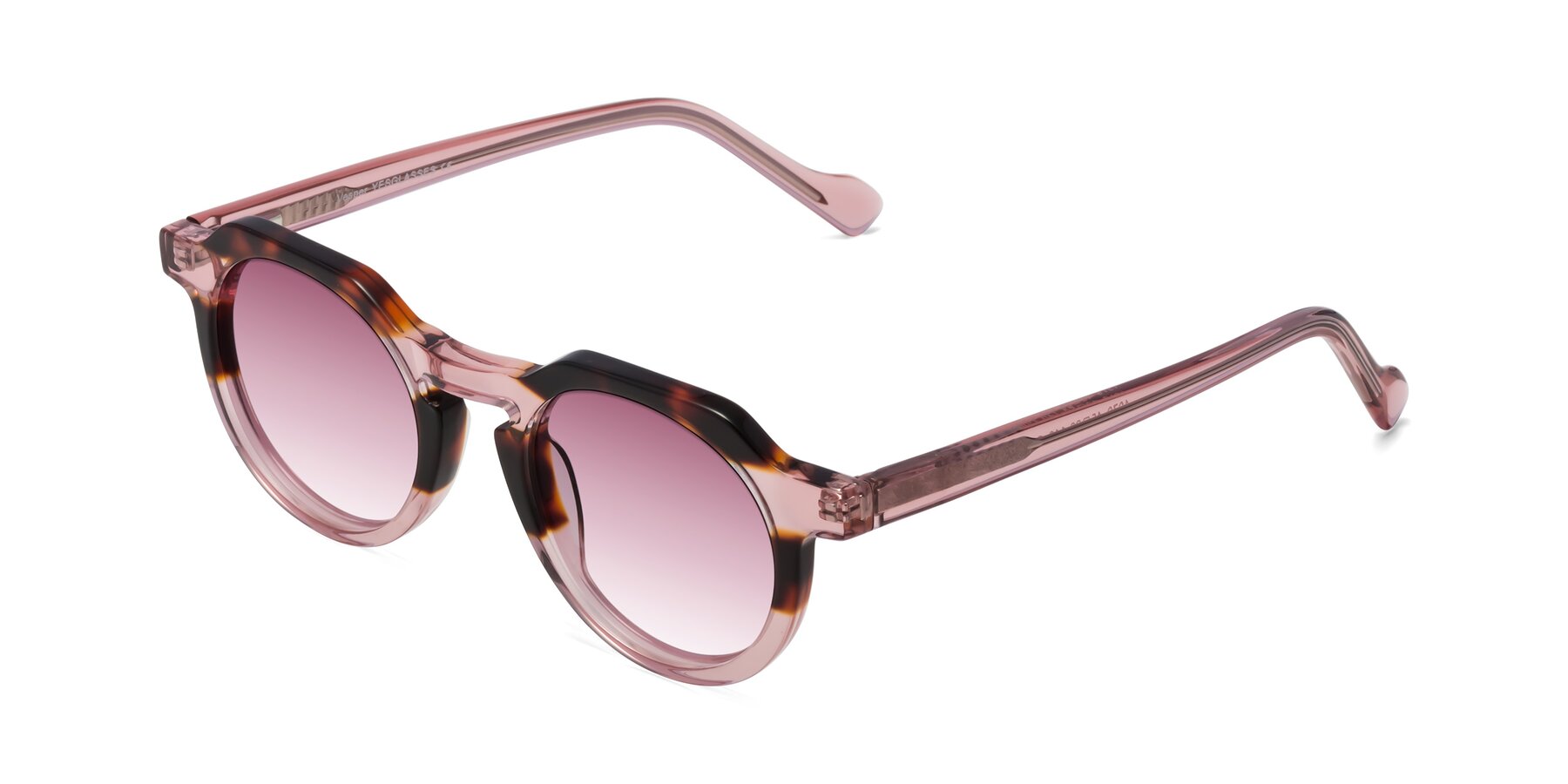 Angle of Vesper in Tortoise-Pink with Wine Gradient Lenses