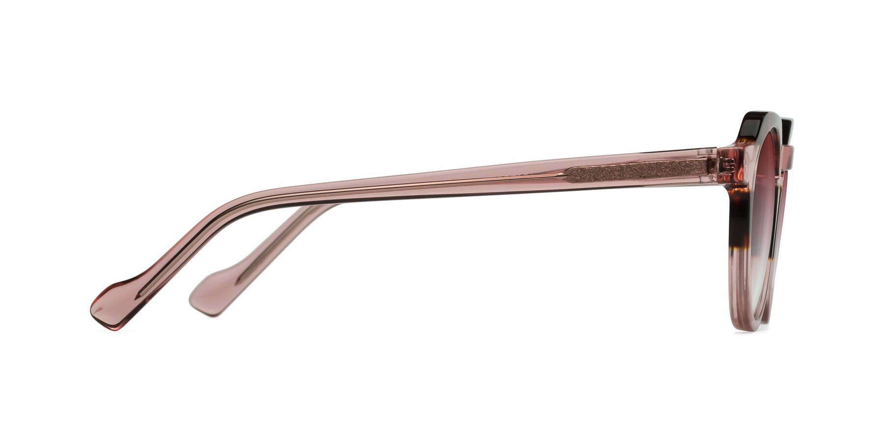 Side of Vesper in Tortoise-Pink with Garnet Gradient Lenses