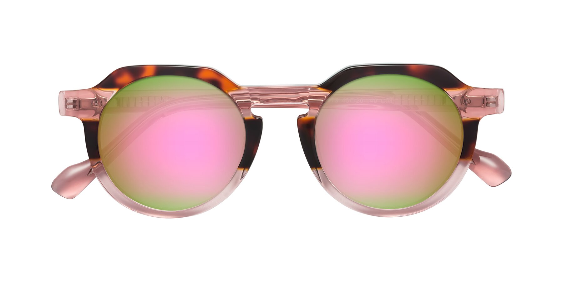 Folded Front of Vesper in Tortoise-Pink with Pink Mirrored Lenses