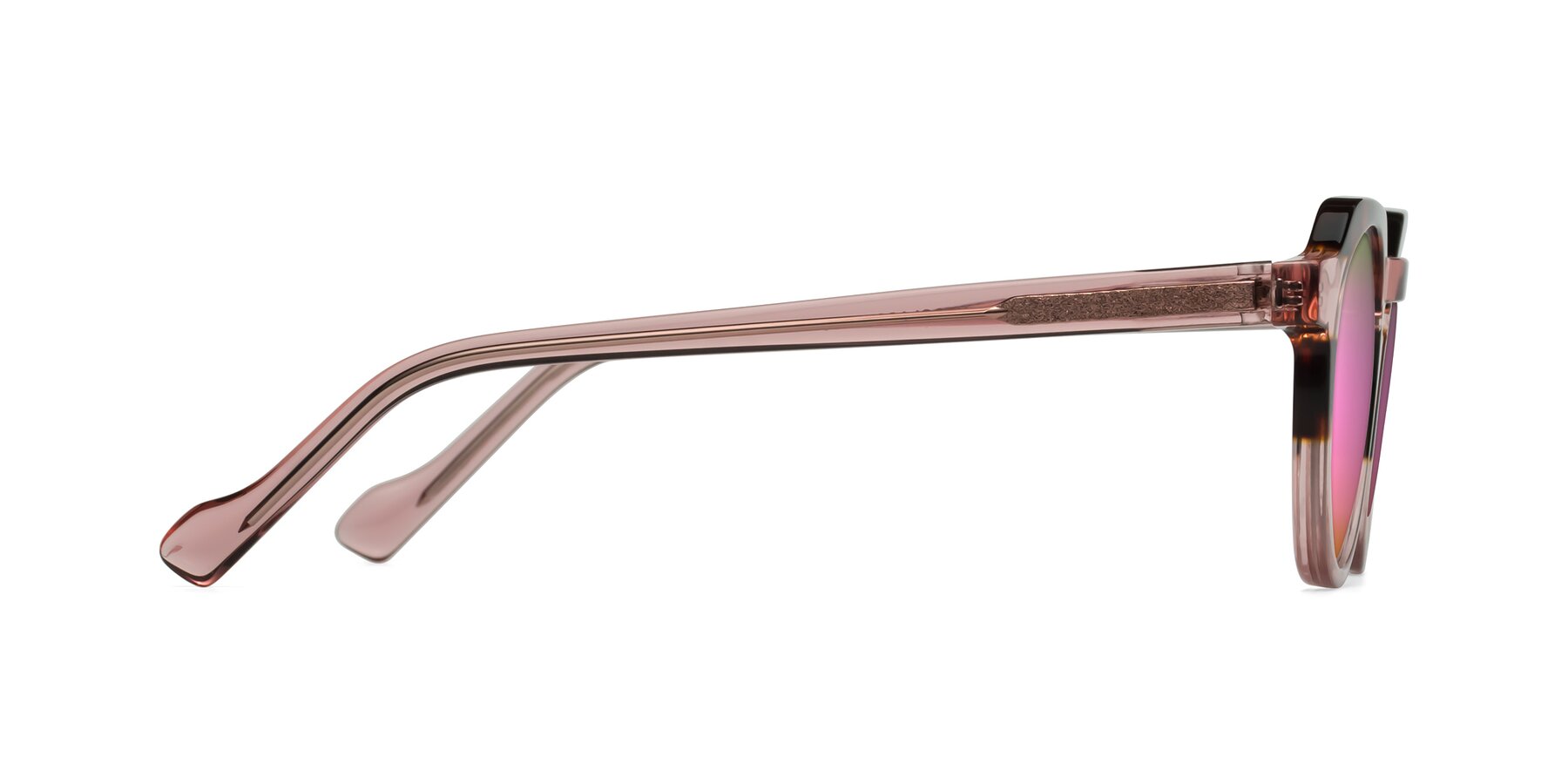 Side of Vesper in Tortoise-Pink with Pink Mirrored Lenses