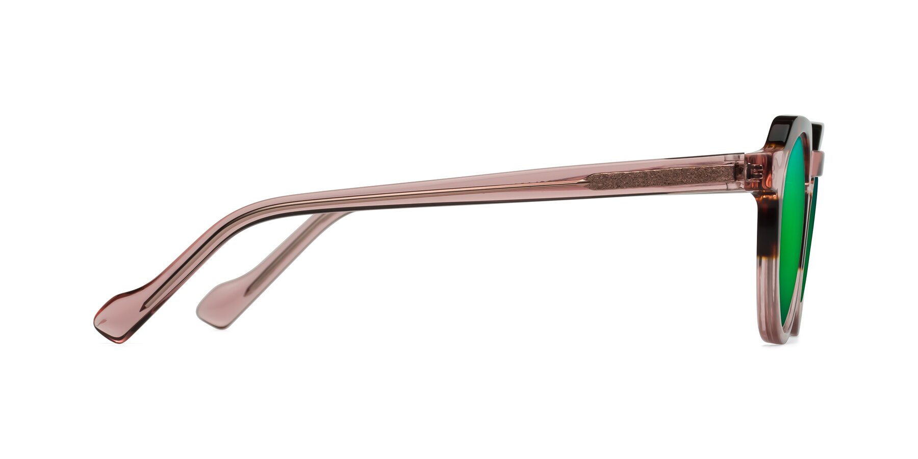 Side of Vesper in Tortoise-Pink with Green Mirrored Lenses