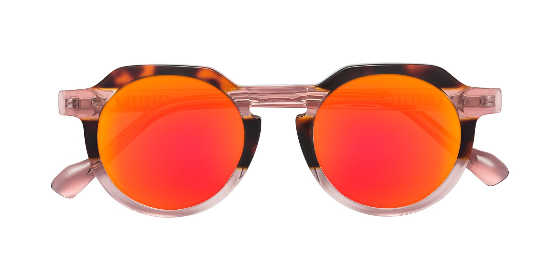 Folded Front of Vesper in Tortoise-Pink with Red Gold Mirrored Lenses