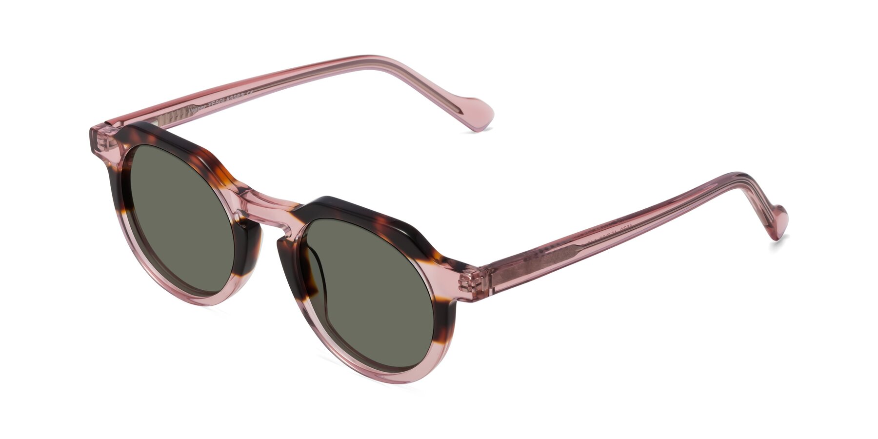 Angle of Vesper in Tortoise-Pink with Gray Polarized Lenses