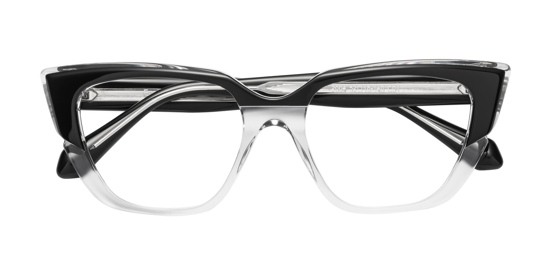 Folded Front of Eagle in Black-Clear with Clear Reading Eyeglass Lenses
