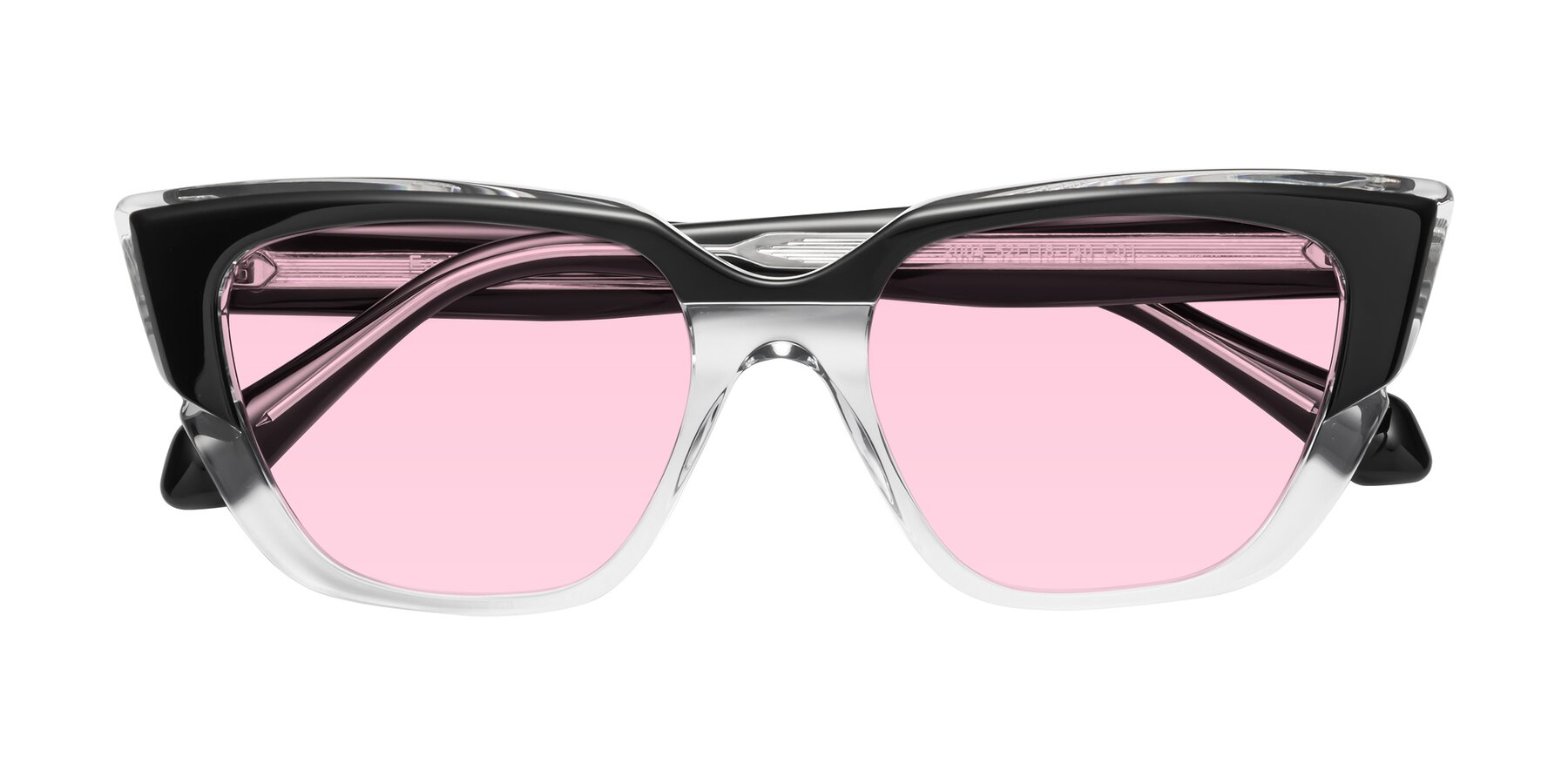 Folded Front of Eagle in Black-Clear with Light Pink Tinted Lenses