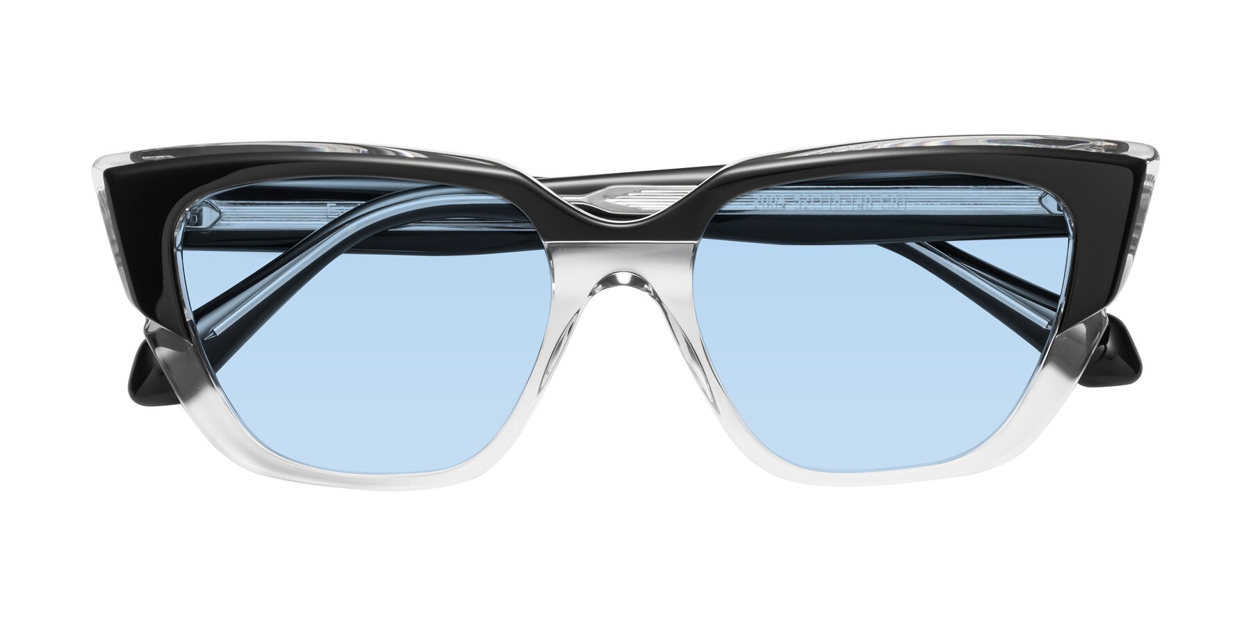 Folded Front of Eagle in Black-Clear with Light Blue Tinted Lenses