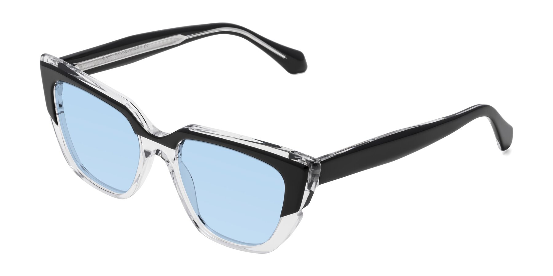 Angle of Eagle in Black-Clear with Light Blue Tinted Lenses