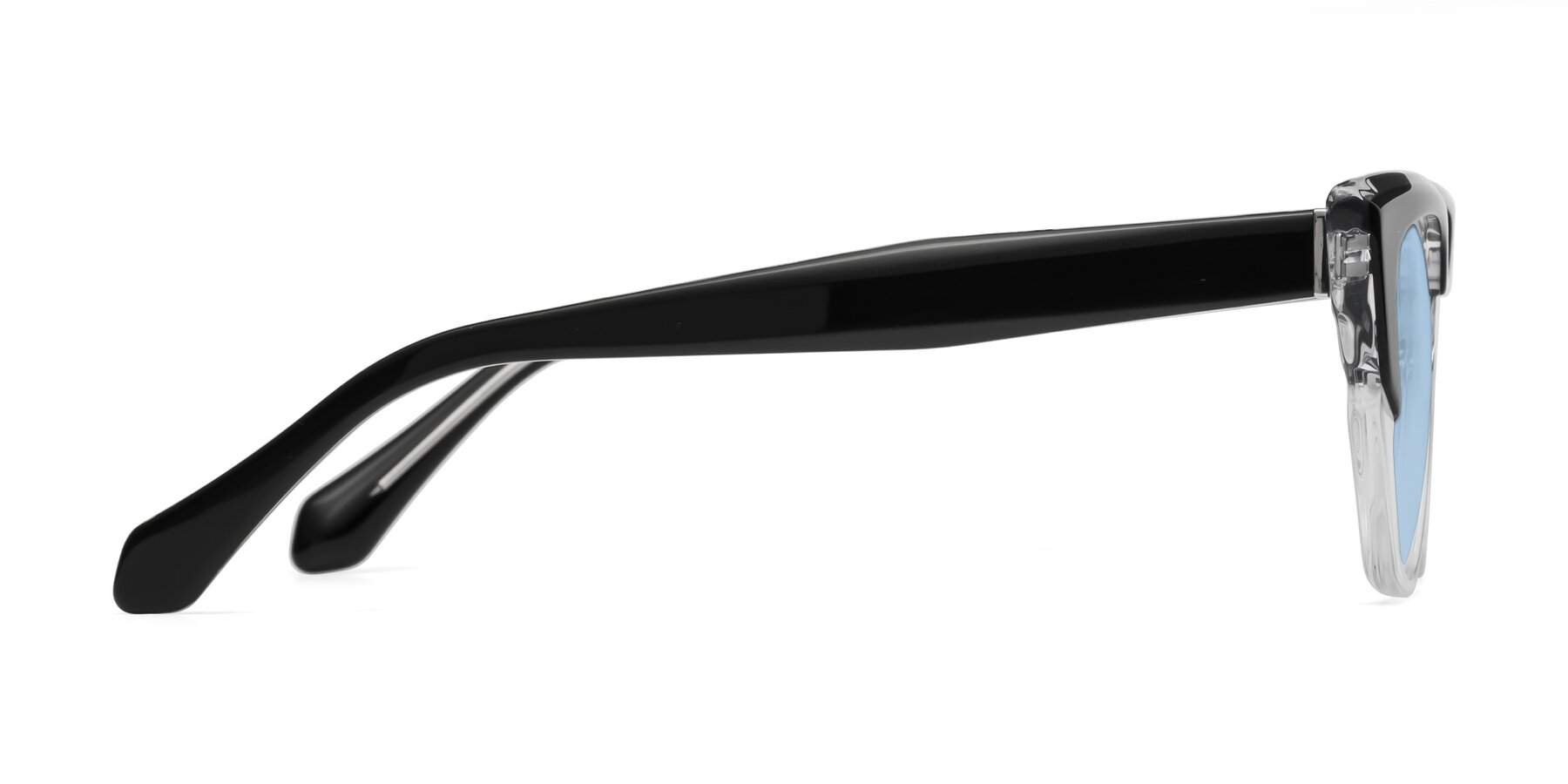 Side of Eagle in Black-Clear with Light Blue Tinted Lenses