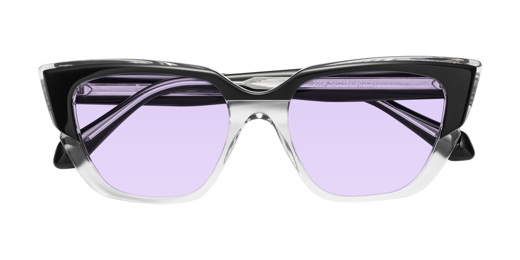 Folded Front of Eagle in Black-Clear with Light Purple Tinted Lenses