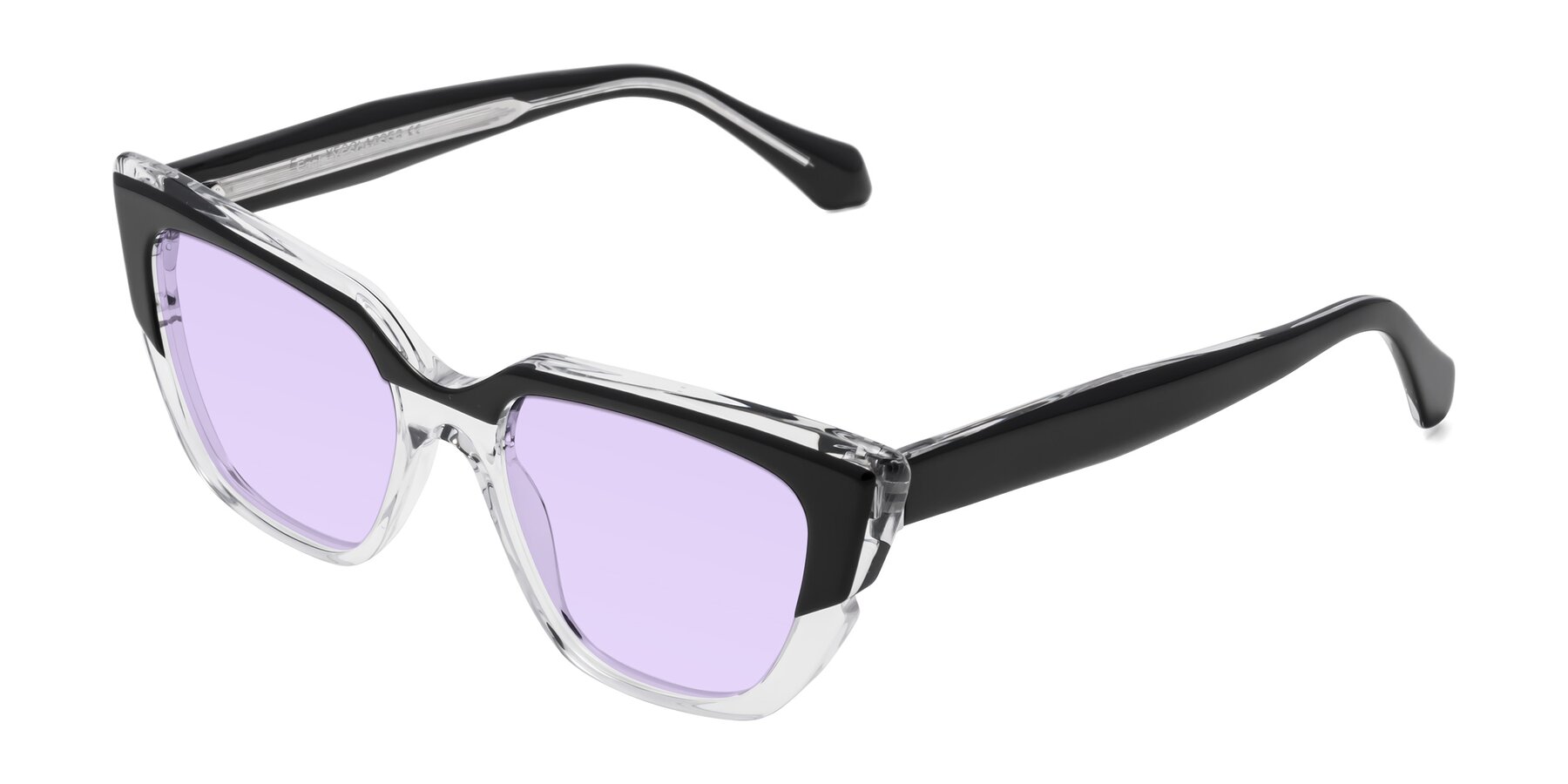 Angle of Eagle in Black-Clear with Light Purple Tinted Lenses