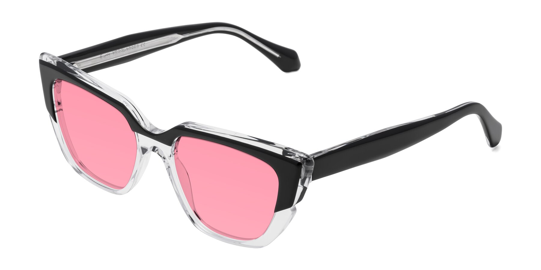 Angle of Eagle in Black-Clear with Pink Tinted Lenses